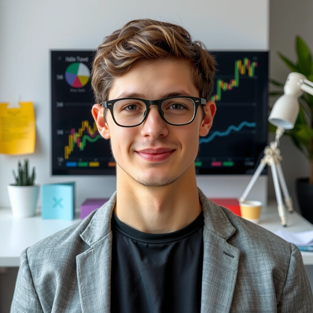 Ritratto di un giornalista di tecnologia, uomo, aspetto giovane e dinamico