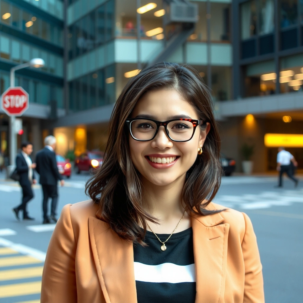 Ritratto di una giornalista specializzata in stile di vita, donna, energica e alla moda