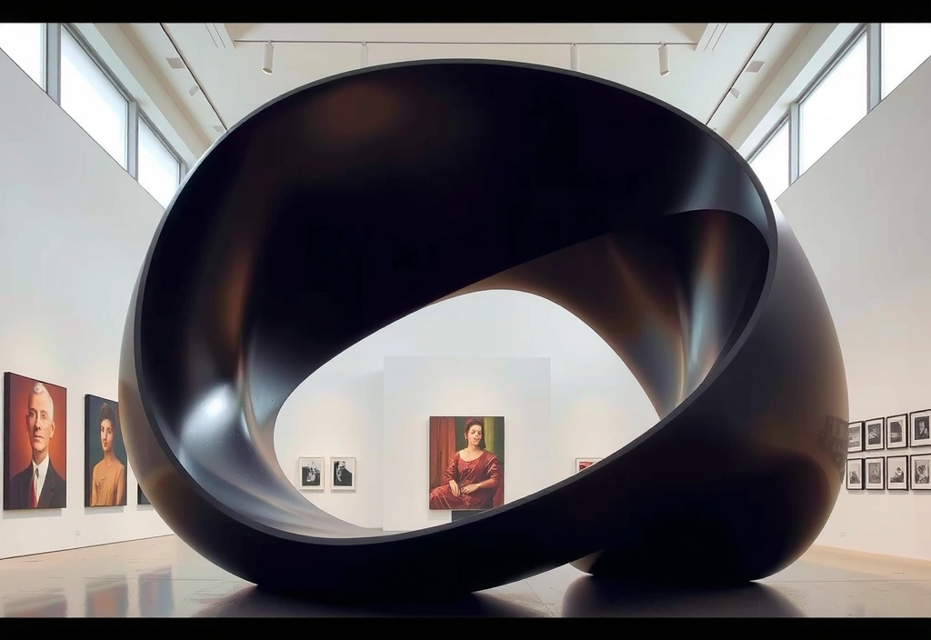 Una scultura moderna astratta in un museo illuminato