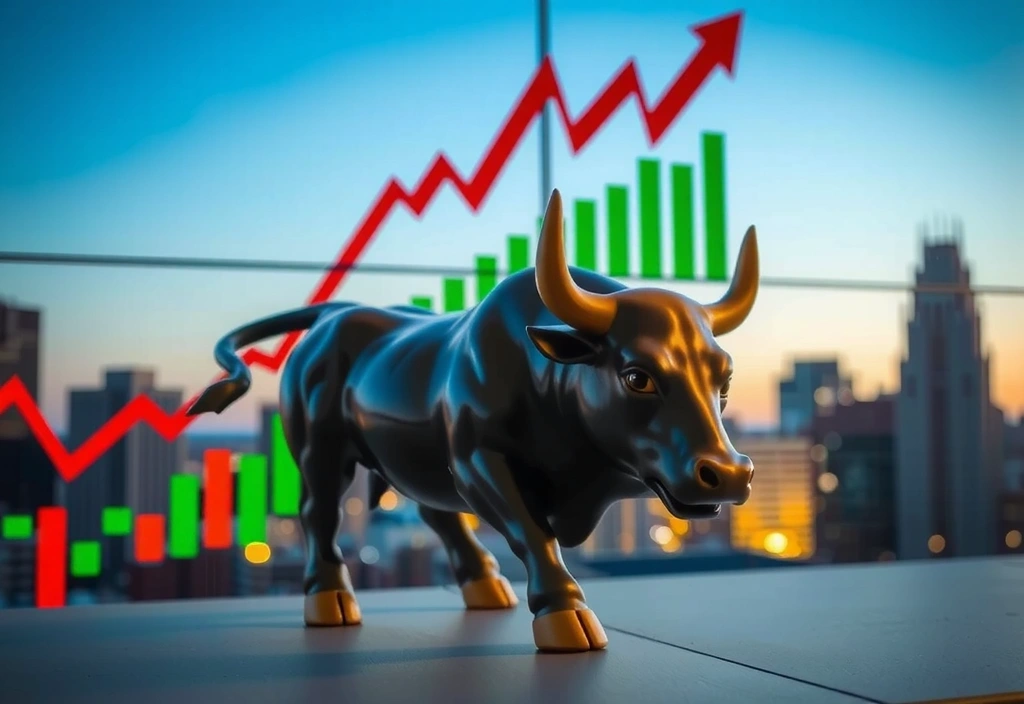 Grafico di borsa con freccia in salita