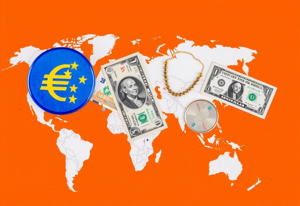 Monete di diversi paesi su una mappa del mondo