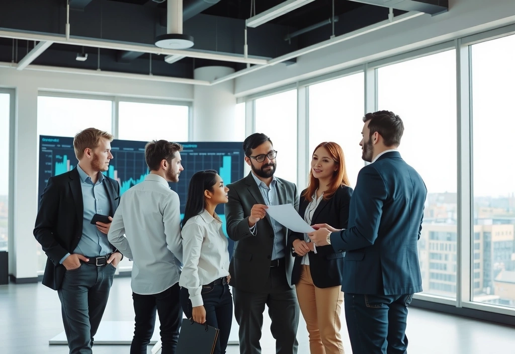 Persone che collaborano in un ambiente d'ufficio moderno