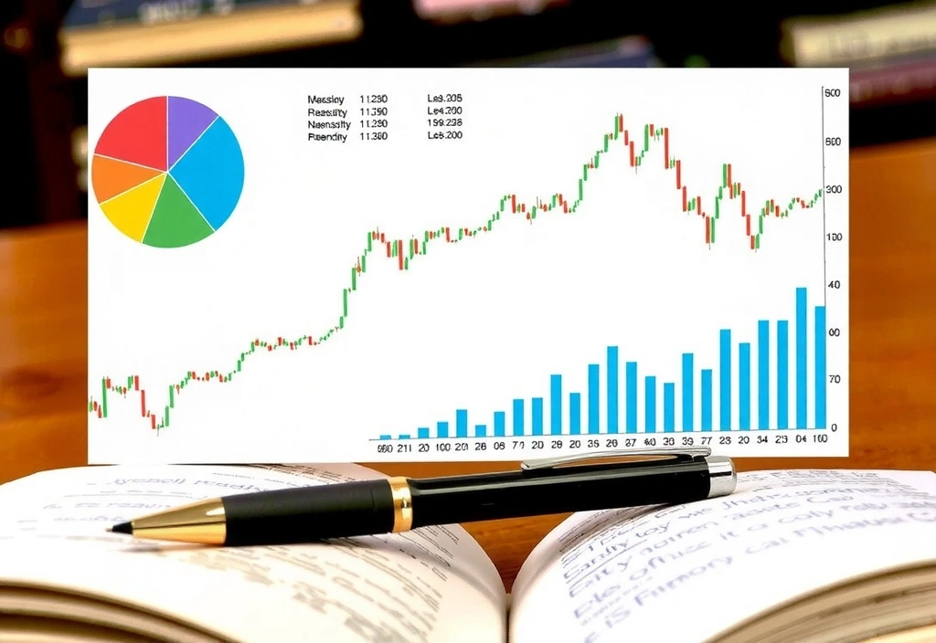 Un libro aperto con grafici finanziari