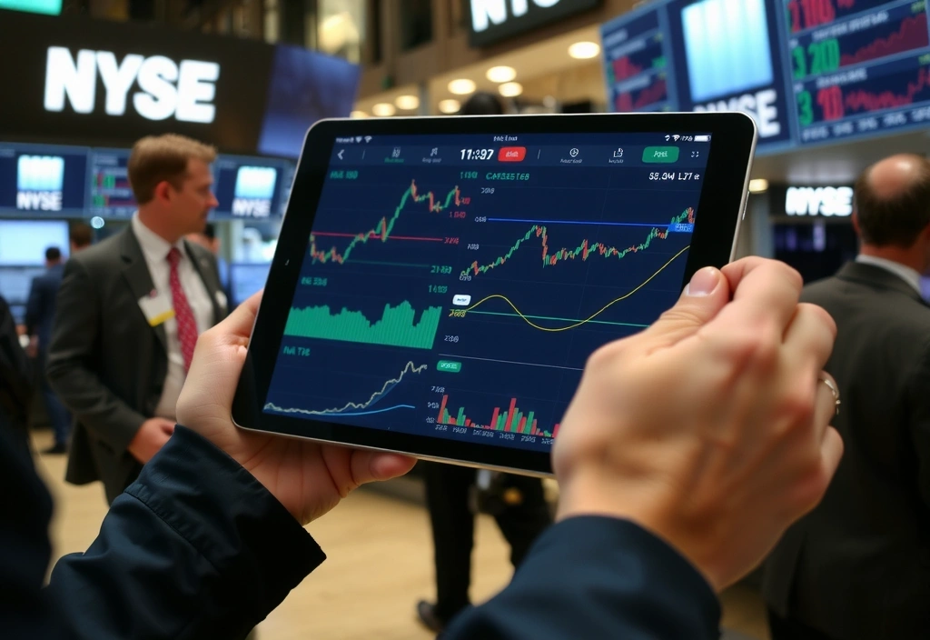 Una persona che analizza dati finanziari su un tablet