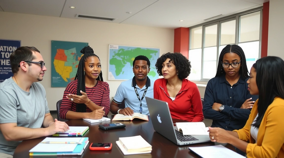 Un gruppo di giovani che discutono di politica